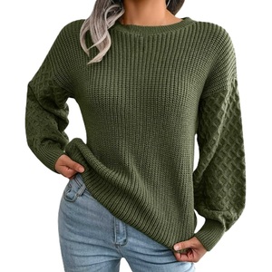 Pull décontracté oversize d'hiver pour femme, col rond, manches longues, tricoté, coupe ample, 100 % acrylique, anti-plis, fabriqué au Bangladesh - Product Image 5