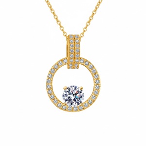 Collier en argent sterling 925 tendance multicolores avec pendentif en moissanite VVS1 de 1 carat, design halo pavé en cercle ouvert, micro serti - Product Image 2