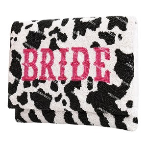 Pochette perlée de mariée rose, noire et blanche faite à la main sac de soirée élégant pour les mariées sac de soirée perlé de luxe pour les mariages - Product Image 1