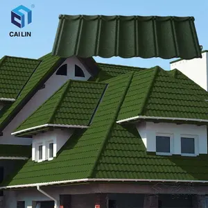 Harga Murah Atap Galvanis Bergelombang Lembar Shingles Batu Warna-warni Dilapisi Logam Atap Ubin Klasik