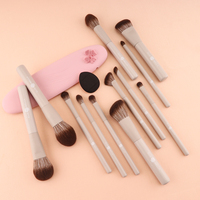 Kit de 10 pinceaux de maquillage en gros, poils de chèvre naturels de qualité supérieure, manche mat, ensemble complet de pinceaux cosmétiques multifonctions