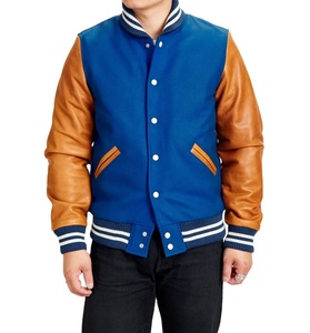 Custom Logo Wool Leather Varsity <b>Jacket</b> for <b>Men</b> High Quality Breathable Baseball Genuine Leather Sleeve Plus Size Winter Knitted - Product Image 6