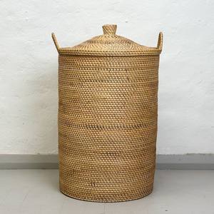 Top rated supplier wholesale <b>woven</b> storage <b>basket</b> <b>with</b> <b>lid</b> natural rattan hamper bin <b>baskets</b> - Product Image 5
