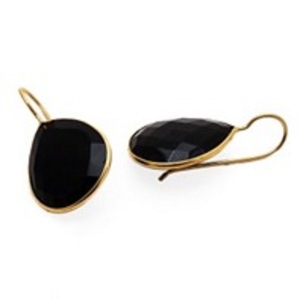 Boucles d'oreilles en forme de poire en argent Sterling 925 et Onyx noir - Product Image 1