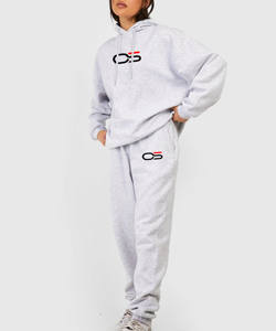 Pull à logo brodé imprimé personnalisé pour femmes Jogging survêtement solide à capuche pantalon de survêtement à capuche ensemble grande taille poids lourd - Product Image 2