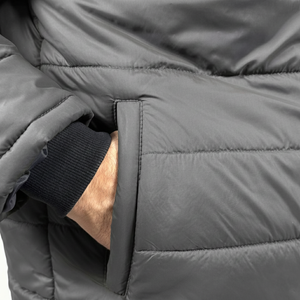 High Street Canvas Stand Collar Front Logo Men's <b>Winter</b> Puffer <b>Jackets</b> Quilted Polyester <b>Waterproof</b> Puffer <b>Jacket</b> for man - Product Image 5