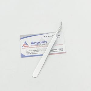 Pince à épiler J-Curve en acier inoxydable de haute qualité Extension de cils à paillettes argentées Produit de beauté durable en gros - Product Image 5