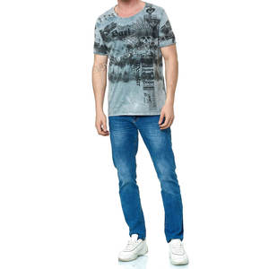 Camiseta de Hombre 100% Algodón, Lavada con Ácido, con Logotipo Personalizado, Diseño Impreso por Transferencia de Calor, 240 Gramos, Transpirable y de Secado Rápido - Product Image 4