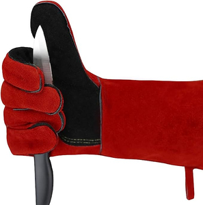 Guantes de trabajo de seguridad personalizados de alta calidad Guantes de cuero de vaca reforzados con palma Guantes de soldadura resistentes al calor reforzados - Product Image 5