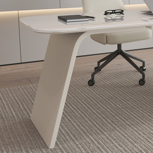 โต๊ะทำงานผู้บริหารหรูหรา รุ่น DESK-0055 พร้อมระบบไฟฟ้าในตัว ท็อปทรงวงรี ทำจาก MDF สำหรับคอมพิวเตอร์ - Product Image 4