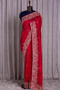NEW---TRENDY & LATEST SAREE WITH BEAUTIFUL ZARI EMBROIDERY on SILK FABRIC for PARTY & WEDDING @ 2022 - Product Image 2