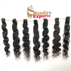 Extensions de cheveux humains à cuticule d'onde corporelle de temple indien traités par produits chimiques naturels tissage vierge bon marché vague profonde en vrac - Product Image 1