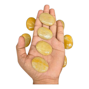 Galets de paume en cristal d'aventurine jaune pour soulager l'anxiété et le stress, massage - Pierre précieuse de guérison originale de qualité AAA, agate de paume - Product Image 1