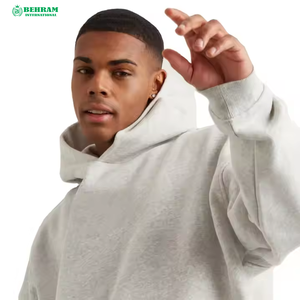 Sweat à capuche court en molleton épais de coton French Terry de haute qualité, respirant et à séchage rapide, coupe classique, idéal pour l'hiver - Product Image 2