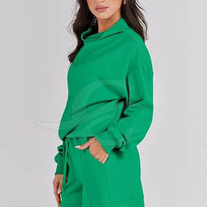 Conjuntos de Sudadera con Capucha y Pantalones Cortos para Mujer, Diseño Personalizado, Ropa Urbana, 100% Algodón, Ligeros, Transpirables, de Buena Calidad Profesional, en Venta - Product Image 4