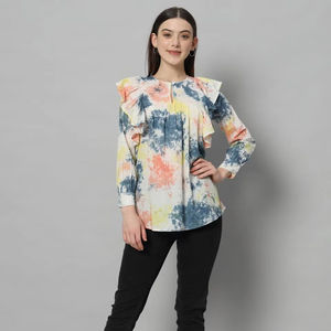 Top en coton pour femmes d'été Ethnic Wear Hand Tye Dye Top pour femmes filles Heavy Quality Pure Tie Dye Top For Girls - Product Image 1