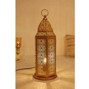 Lanterne électrique de style marocain de luxe, lampe de table en métal doré perforé, luminaire décoratif suspendu pour la maison, mariage, Ramadan - Product Image 5