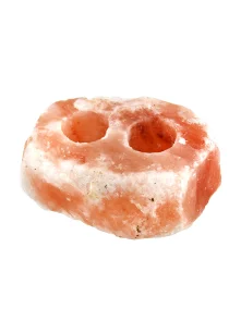 Two-Hole Himalayan Salt Tea Light <b>Candle</b> Holder Hand-Crafted Feng Shui Style Home Decoration for Christmas Occasions Carved <b>Love</b> - Product Image 2