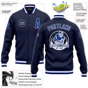 Blouson aviateur personnalisé bleu marine Royal-White veste Letterman Varsity coupe-vent Streetwear veste Varsity vintage pour homme - Product Image 2