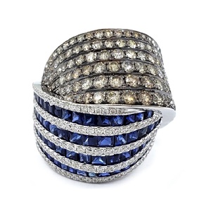 Fine Jewelry New Arrival Best Quality Platinum <b>White</b> Gold Natural Brown Diamond & Sapphire Cluster Rings For Gift - Product Image 1