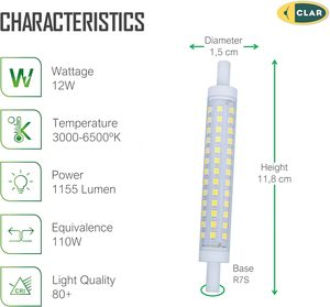 Bóng đèn <span class=keywords><strong>LED</strong></span> clar-r7s 118mm 12W, thay thế Halogen tuyến tính, đèn tiết kiệm năng lượng cho đèn pha và máy chiếu - Product Image 5
