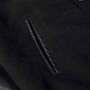 Chaqueta universitaria de cuero auténtico Letterman personalizada para hombre, chaqueta con parches y etiquetas de logotipos bordados en Color negro para hombre de Pakistán - Product Image 5