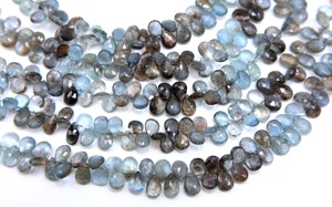 Moss Aquamarine Facettes Poire Forme Perles Naturelles Fait à la Main 10''inch Fabrication de Bijoux Perles Taille 9X7MM À 10X7MM Environ. - Product Image 2