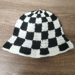 EFANBEANIE Custom Crochet European-American Style Bucket <b>Hat</b> Trendy Checkered Sun <b>Hat</b> Adults Hand Knit Cotton Yarn Daily Party - Product Image 2