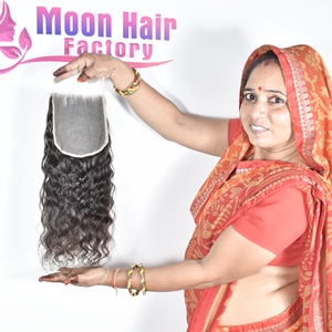 Extensions de cheveux humains indiens de qualité supérieure, closure bouclée, tissage Remy double trame, pour machine, vente en gros, export - Product Image 4