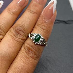 Classique femmes Style Boho 925 argent Sterling vert Onyx pierre précieuse plaqué rhodium à la main bague de mariage cadeau pour femme - Product Image 4