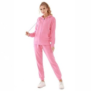 Conjunto de sudaderas con capucha y pantalón de servicio OEM, chándales con logotipo personalizado para mujer, cremallera para venta al por mayor, ropa de mujer de buena calidad - Product Image 2
