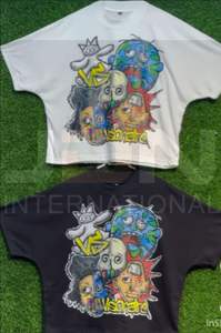 Custom Street Drop Shoulder Oversized Loose DTG Print Vintage Acid Wash Boxy camiseta recortada - Product Image 4