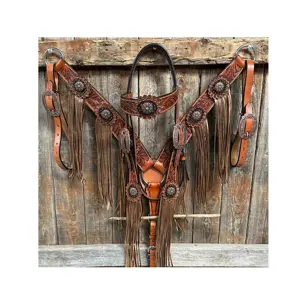 Wholesale Genuine Leather Horse Western Snake print Headstall and breastplate with fancy crystal buckle horse Riding Tack