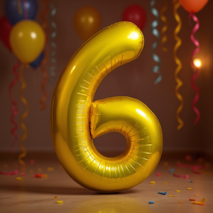 Globo de fiesta Party Love Numero Gold N6 80cm Bolsa de 12 piezas - Product Image 3