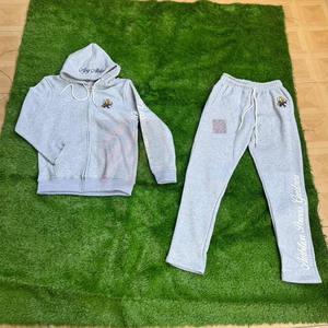Ensemble sweat à capuche zippé et pantalon, matière épaisse 400 g/m², impression sérigraphique sur les manches et logos brodés, taille élastiquée et pantalon classique - Product Image 5