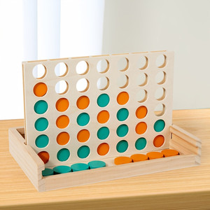 Juego de Mesa Clásico 4 en Raya de Plástico y Madera para 2 Jugadores, Juguete Educativo de Estrategia Portátil para Niños - Product Image 3
