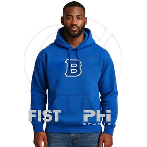 Sweat-shirt à capuche d'hiver bleu roi avec lettres grecques de fraternité, en polaire premium, 100 % coton, broderie chenille blanche - Product Image 3