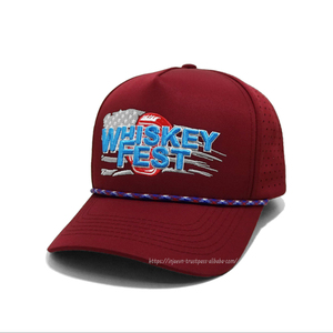Sombreros de camionero de color granate personalizados de tela OEM agujeros cortados con láser logotipo 3D bordado personalizado, gorras de camionero para hombre gorra de golf - Product Image 1