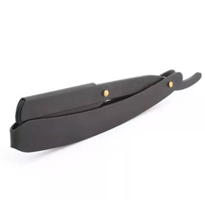 Maquinillas de afeitar de barbero de borde recto Premium Maquinillas de afeitar de acero inoxidable negro personalizadas - Product Image 3