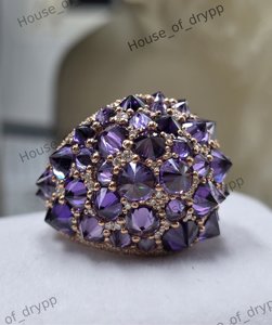 Luxury VVS Moissanite Diamond Sparkling Iced Out 925 Sterling Silver Rhodium Plated women's Party Wear <b>Statement</b> <b>Ring</b> - Product Image 1