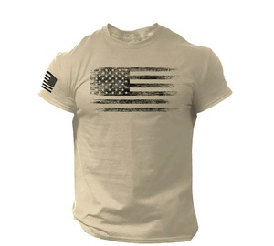 Vente en gros de t-shirts pour hommes imprimés du drapeau américain, service OEM, stock de vêtements mélangés en vrac et balles de vêtements d'occasion - Product Image 3