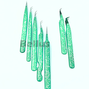 Ultra Control Sparkle Lash Tweezers Pro Volume Fiber Tip Tool con agarre firme All-Angle Acero inoxidable Etiqueta privada disponible - Product Image 2