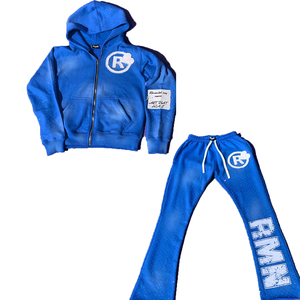 Manufacturer Custom Men Streetwear Heavyweight Tracksuit Distressed Embroidery Vintage Acid Washed Sweatpants Hoodie Set Rhinestone Sweatsuit - Product Image 1