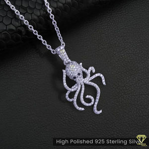 ชุดเพชรสำหรับปลูกในห้องปฏิบัติการ VVS จี้เพชรเม็ด925ชุบโรเดียมขัดเงาสีเงินสเตอลิงฮิปฮอปปลาหมึก - Product Image 2