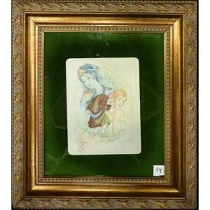 Pintura artesanal en miniatura persa, lista para colgar, para decoración de pared del hogar, 21 x 18 Abcpm0247 - Product Image 1