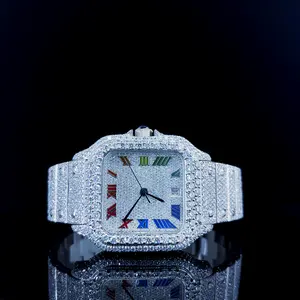 Montre mécanique Hip Hop de luxe personnalisée en or rose glacé VVS Moissanite avec diamant avec certification GRA