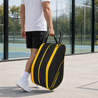 Sac à dos de tennis personnalisé noir et jaune en nylon imperméable avec compartiment à chaussures pour padel, pickleball, mode homme et femme