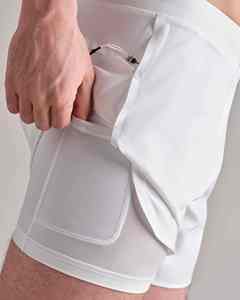 Short de gymnastique athlétique pour hommes en toile respirante 2-en-1 Short d'entraînement de compression décontracté au genou avec cordon de serrage pour la course à pied - Product Image 6