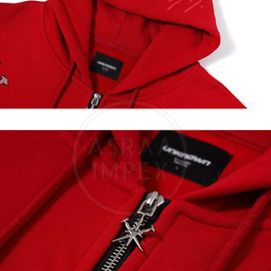 เสื้อฮู้ดมีซิปสำหรับผู้ชายเสื้อฮู้ดแบบสวมหัวมีขนาดใหญ่กว่าสีพื้น - Product Image 3