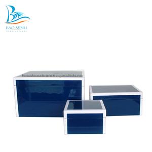 Cajas de joyería de lujo para sala de estar y decoración del hogar, laca azul real de alta calidad - Product Image 3